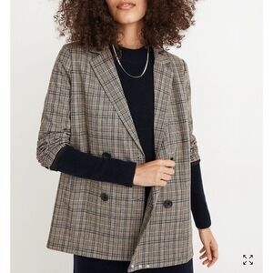Madewell Caldwell Double-Breasted Blazer in Miltmore Plaid Women's Plus Size 4x